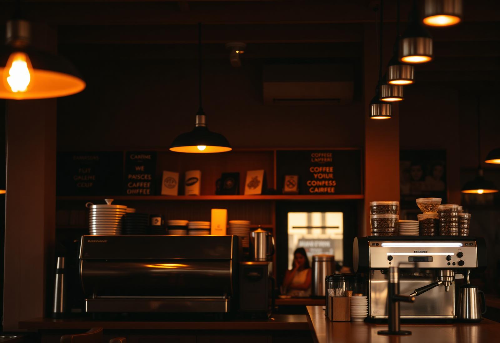 Warm coffee shop interior